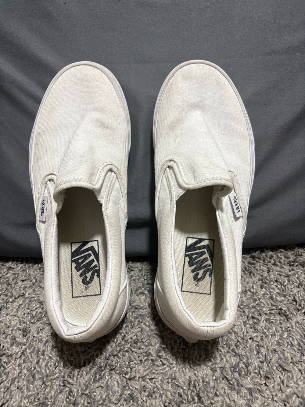 Vans White Canvas Slip-On Shoes